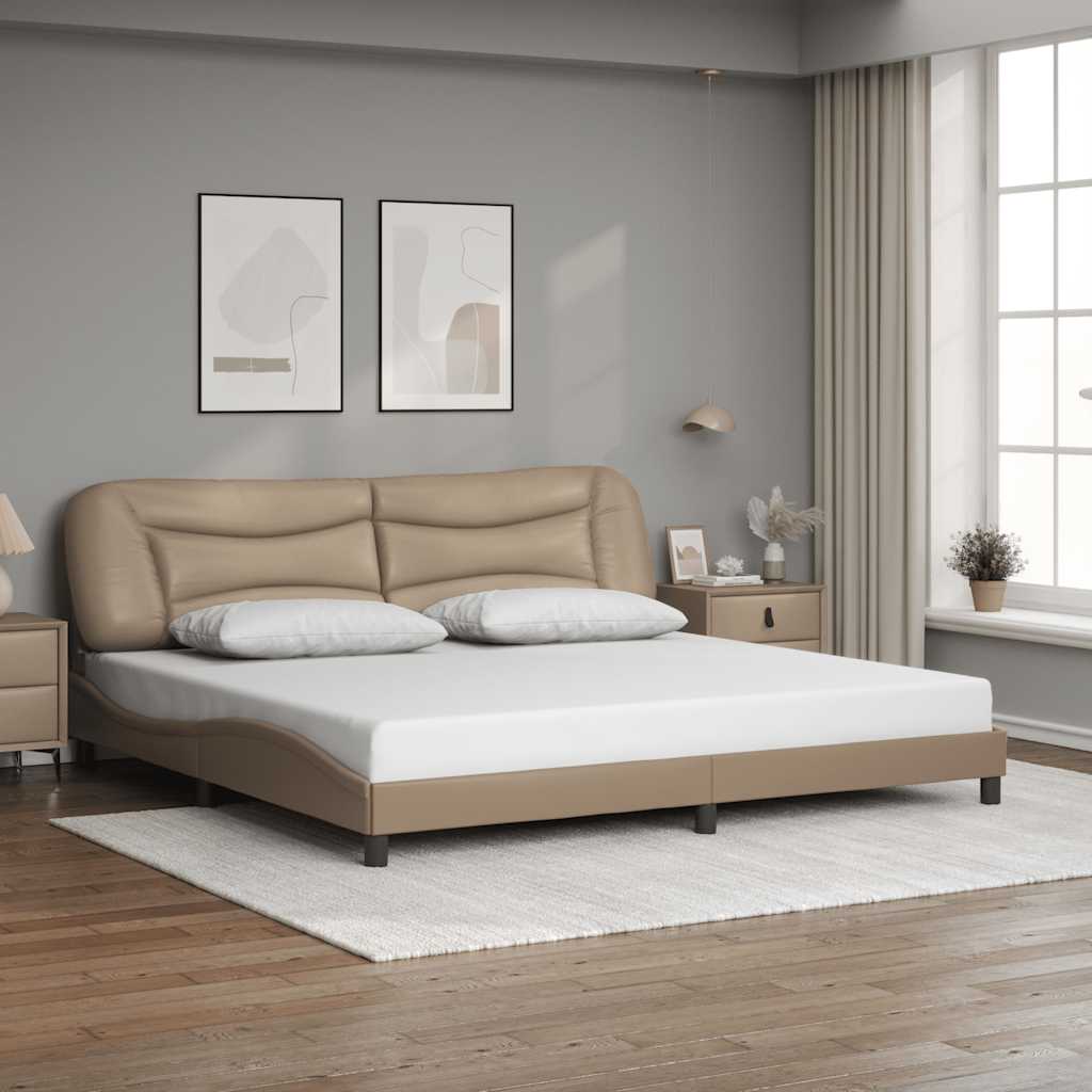 sengeramme uden madras Hvar 200x200 cm kunstlæder cappuccinofarvet