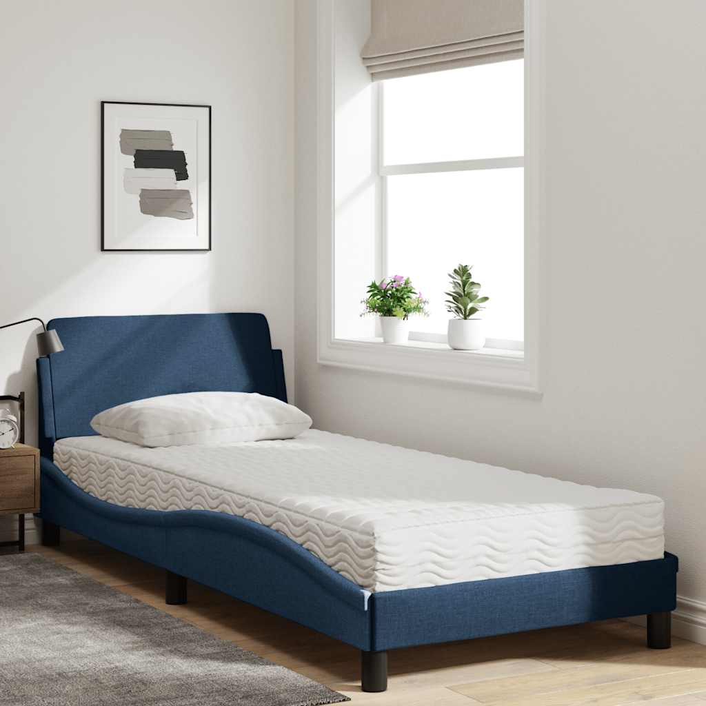 seng med madras Dover 80x200 cm stof blå