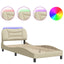 sengeramme med LED uden madras Hvar 90x190 cm stof cremefarvet