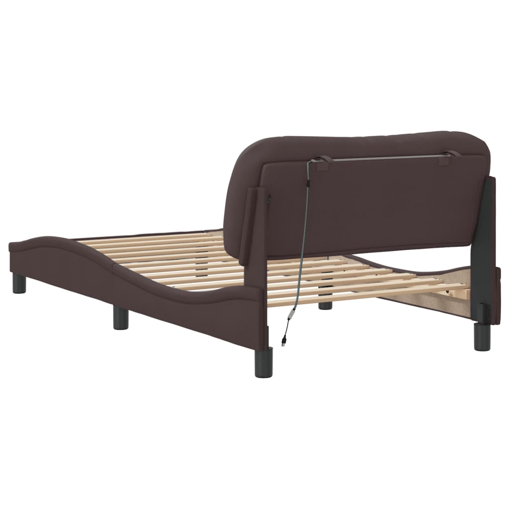sengeramme med LED uden madras Hvar 100x200 cm stof mørkebrun