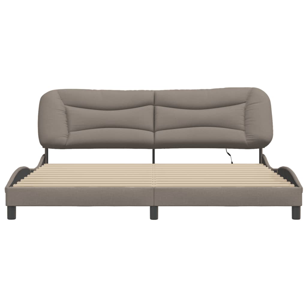 sengeramme med LED uden madras Hvar 200x200 cm stof gråbrun