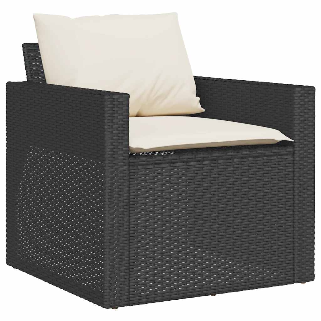 sofasæt til haven 6 dele med hynder polyrattan sort