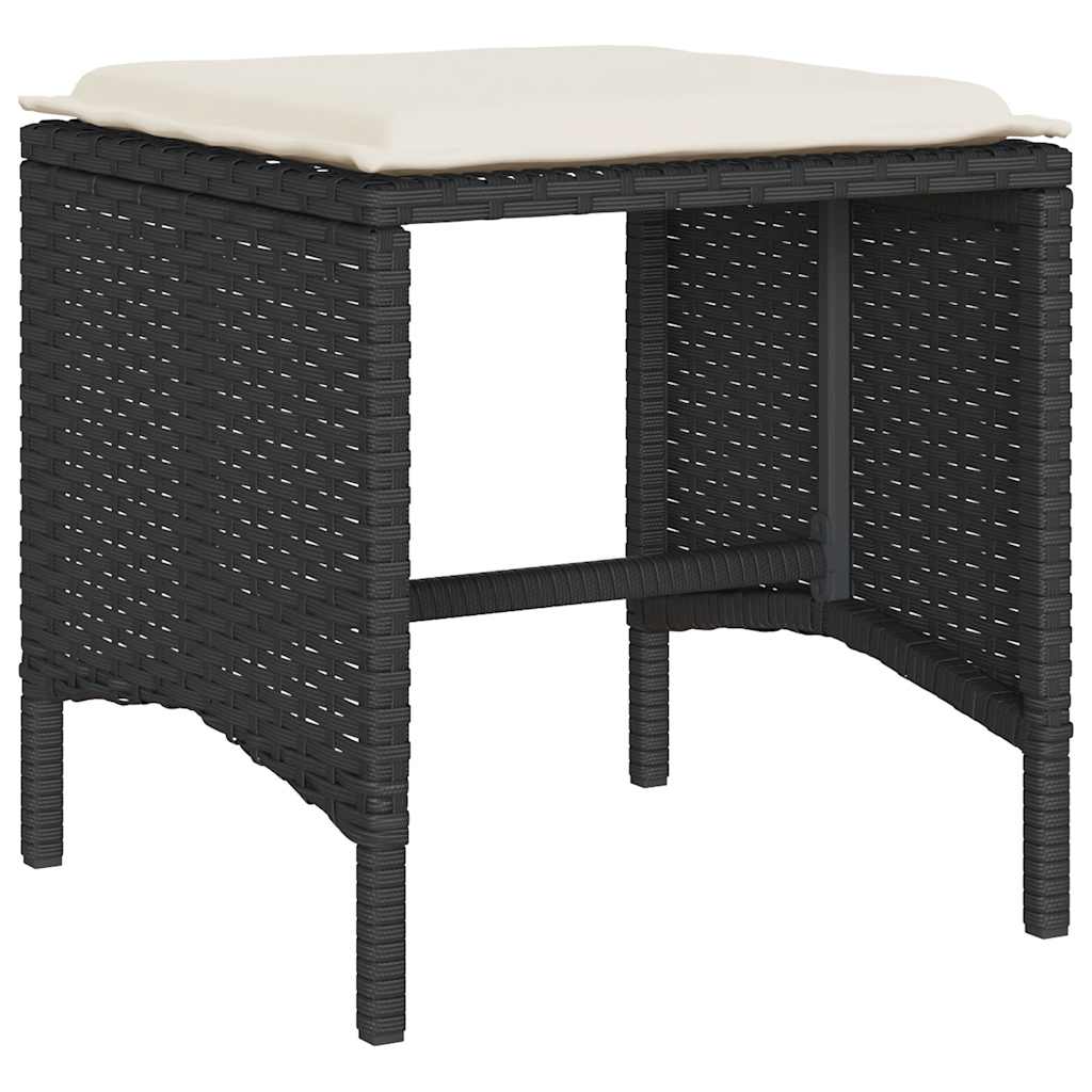 sofasæt til haven 6 dele med hynder polyrattan sort