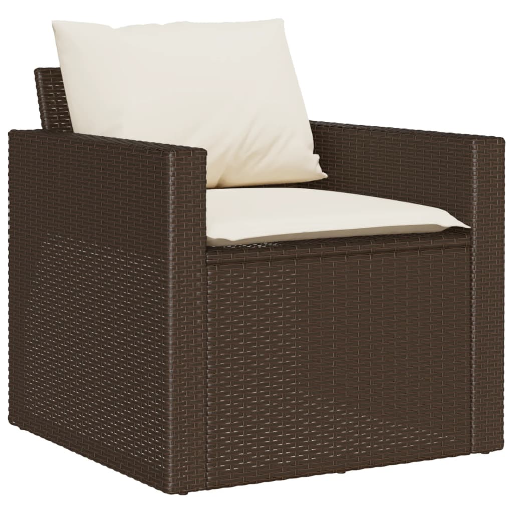 sofasæt til haven 6 dele med hynder polyrattan brun