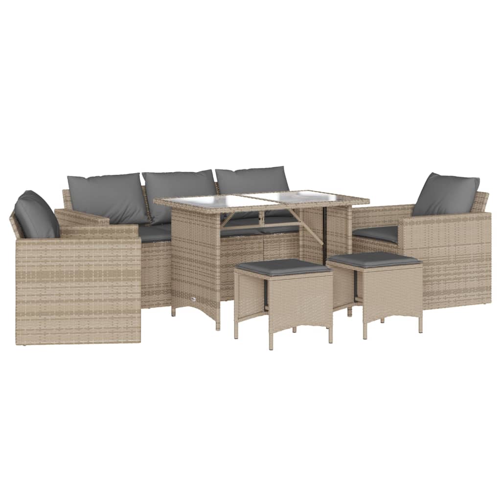 sofasæt til haven 6 dele med hynder polyrattan beige
