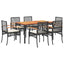 spisebordssæt til haven 7 dele med hynder polyrattan sort