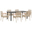 spisebordssæt til haven 7 dele med hynder polyrattan beige