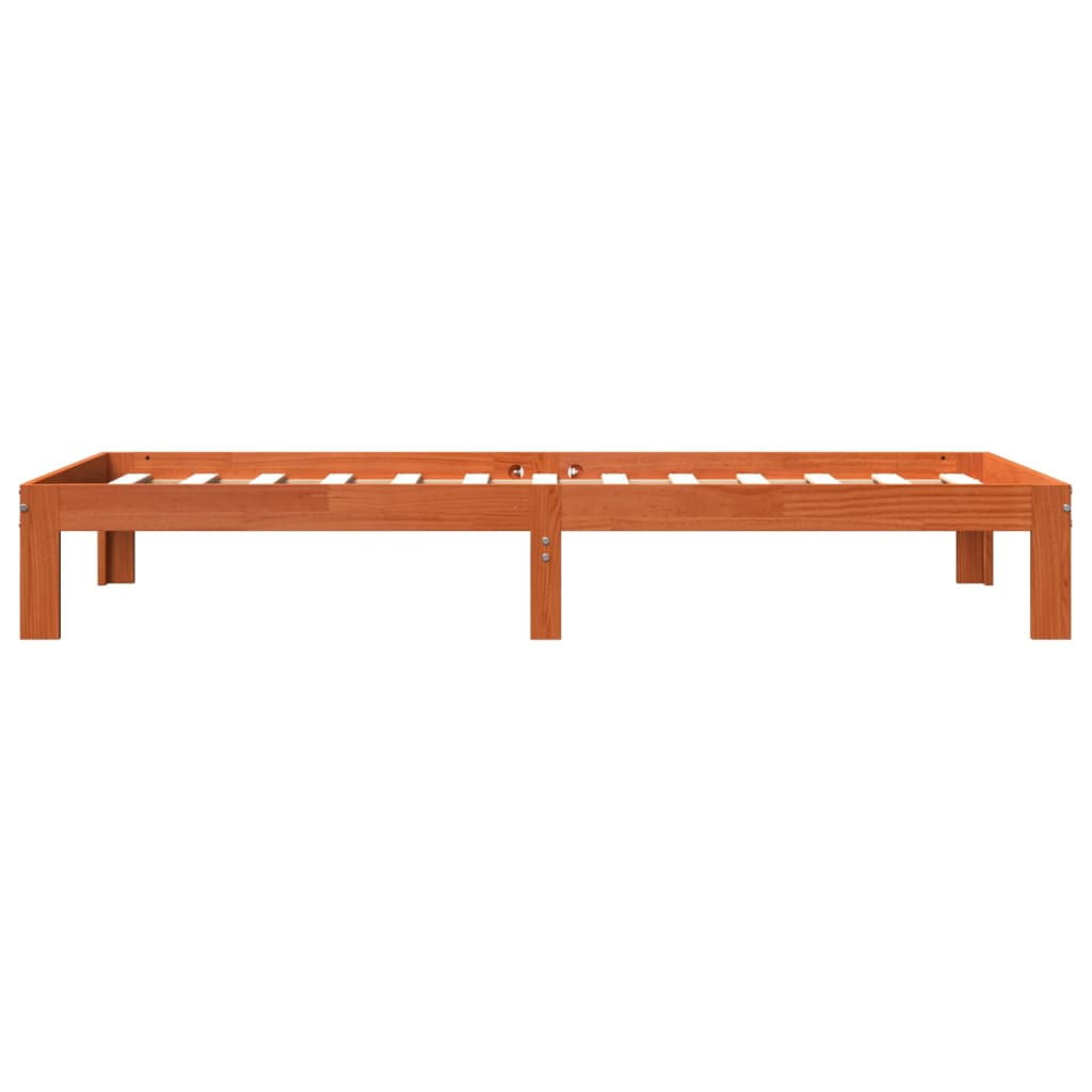 sengeramme uden madras 75x190 cm massivt fyrretræ gyldenbrun