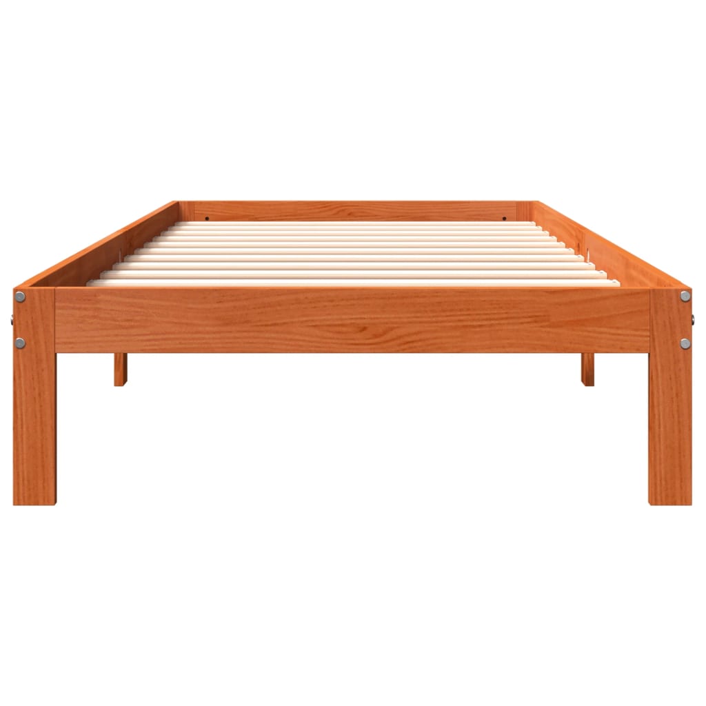 sengeramme uden madras 90x190 cm massivt fyrretræ gyldenbrun