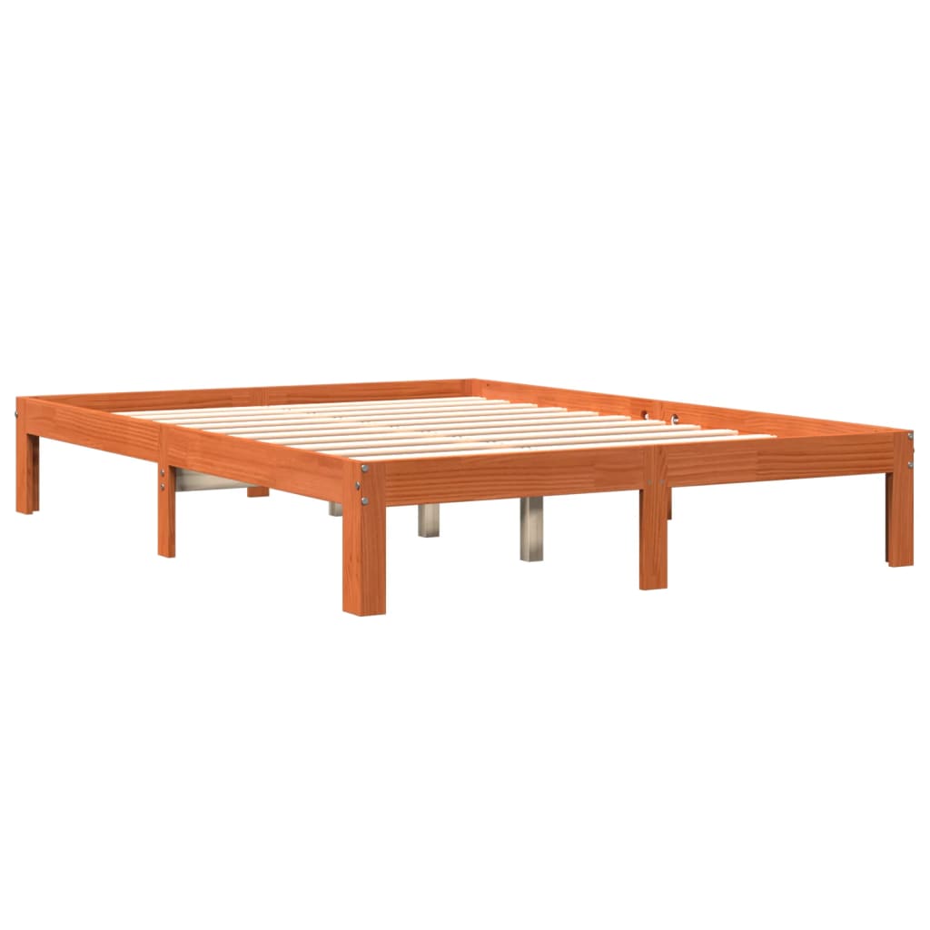 sengeramme uden madras 120x190 cm massivt fyrretræ gyldenbrun
