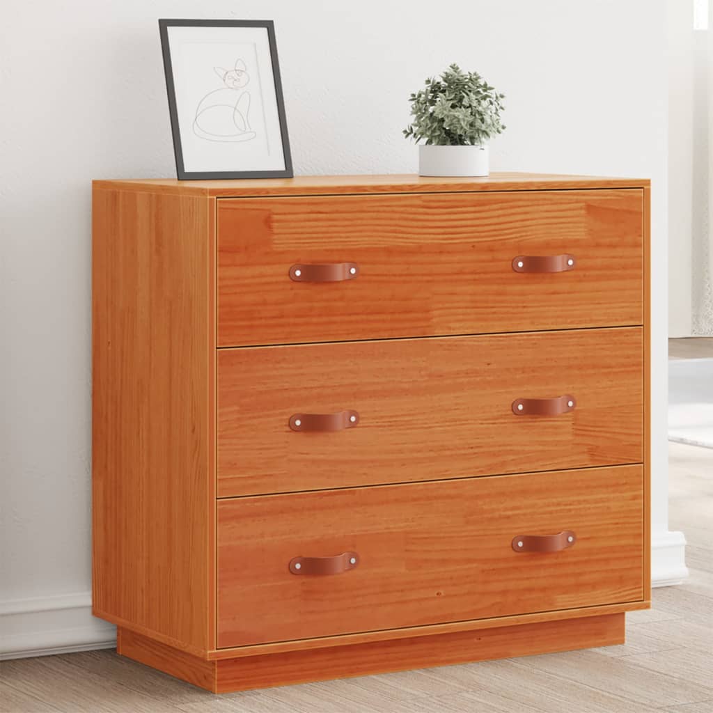 skænk 80x40x75 cm massivt fyrretræ gyldenbrun