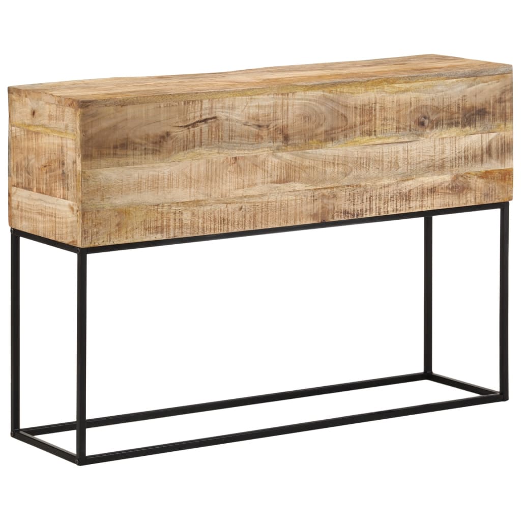 konsolbord 110x30x75 cm massivt ru mangotræ og jern