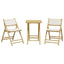 bistrostole 3 stk. foldbare med cremehvide hynder bambus