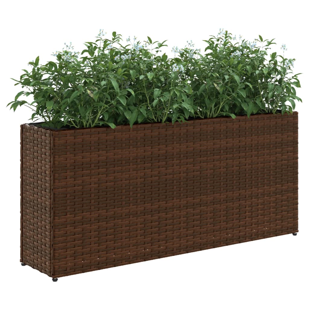 plantekasser 2 stk. med 2 potter 90x20x40 cm polyrattan brun