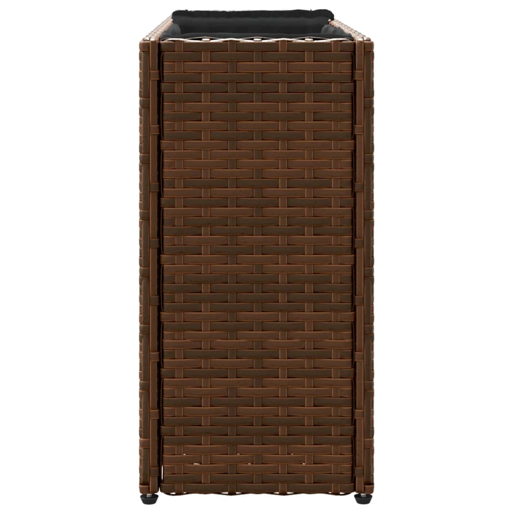 plantekasser 2 stk. med 2 potter 90x20x40 cm polyrattan brun