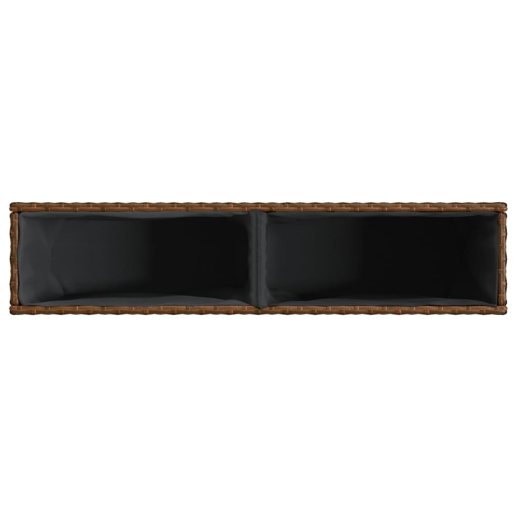 plantekasser 2 stk. med 2 potter 90x20x40 cm polyrattan brun