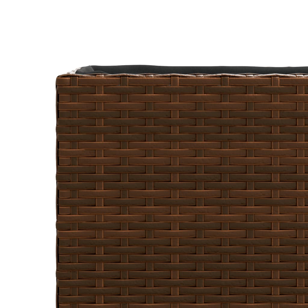 plantekasser 2 stk. med 2 potter 90x20x40 cm polyrattan brun