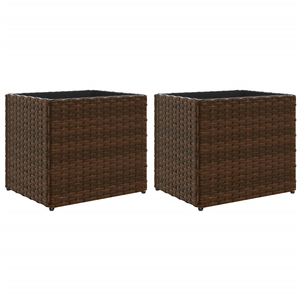 plantekasser 2 stk. 36x30x32 cm polyrattan brun