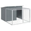 hundehus med løbegård antracit 153x194x110 cm galvaniseret stål