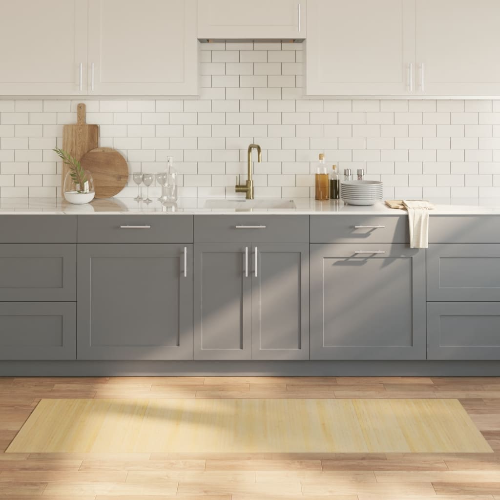gulvtæppe 60x200 cm rektangulær bambus lys naturfarvet billede