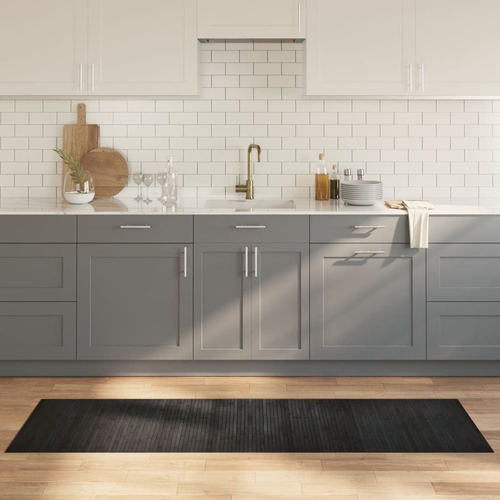 gulvtæppe 60x200 cm rektangulær bambus grå billede