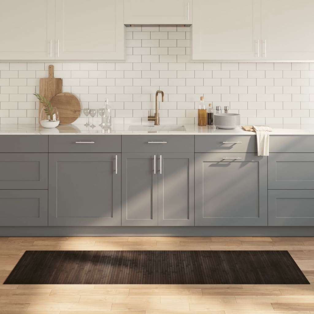 gulvtæppe 60x200 cm rektangulær bambus mørkebrun billede
