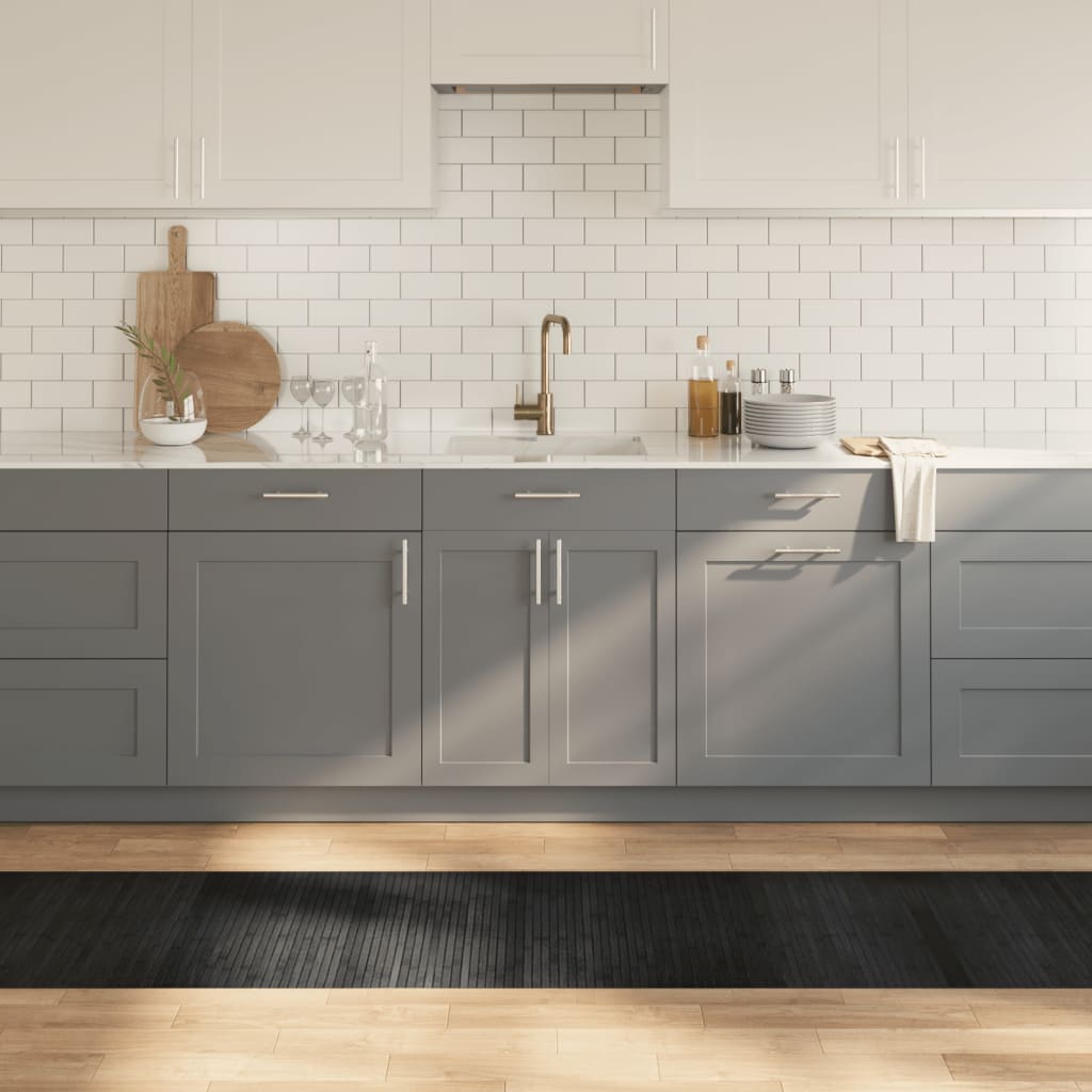 gulvtæppe 60x500 cm rektangulær bambus grå billede
