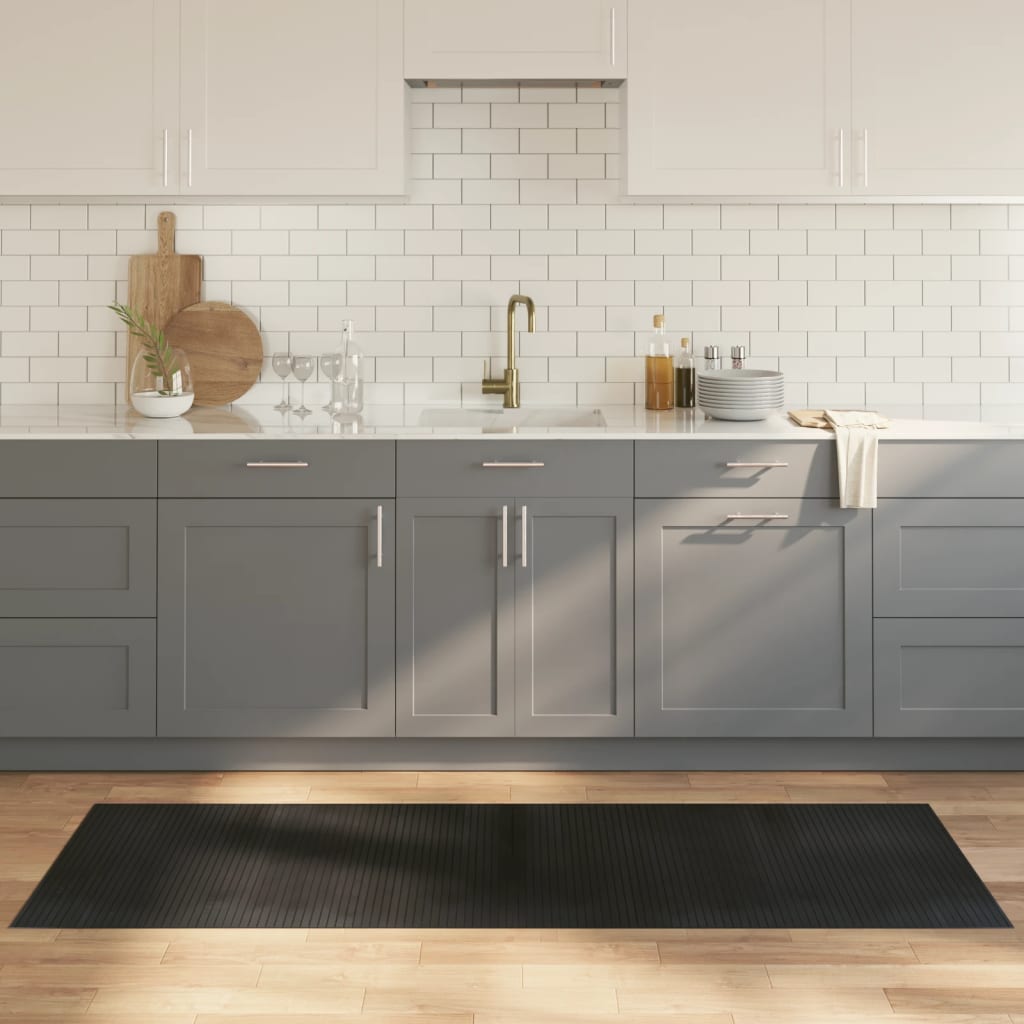 gulvtæppe 70x200 cm rektangulær bambus sort billede