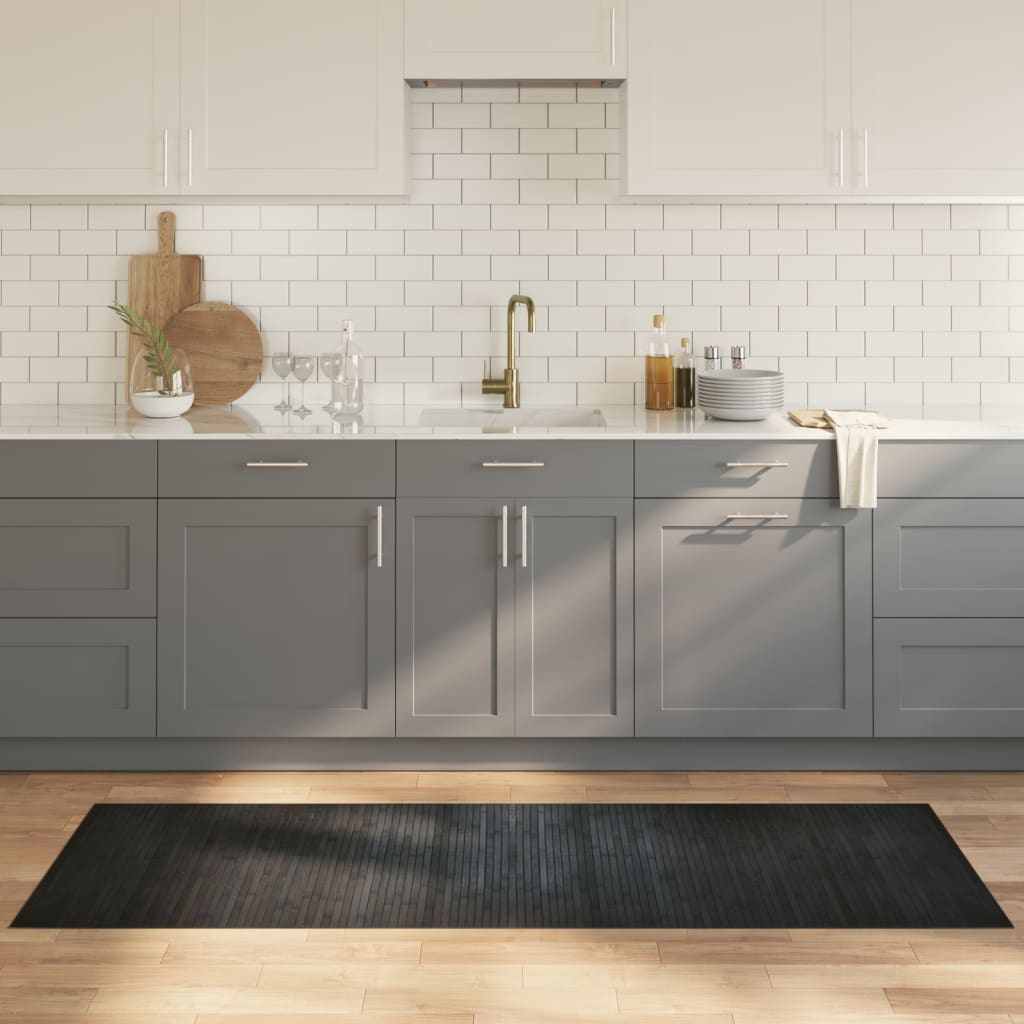 gulvtæppe 70x200 cm rektangulær bambus grå billede