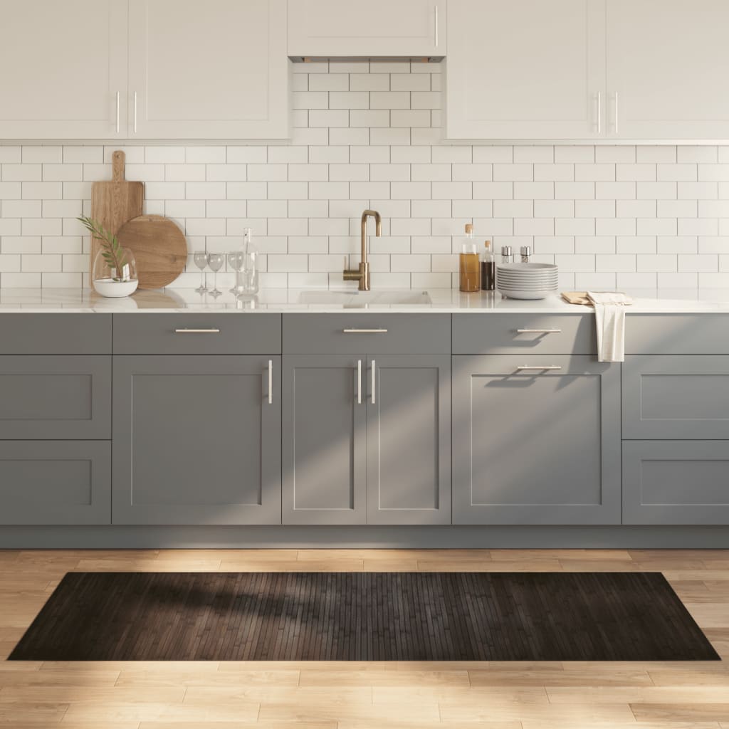 gulvtæppe 70x200 cm rektangulær bambus mørkebrun billede