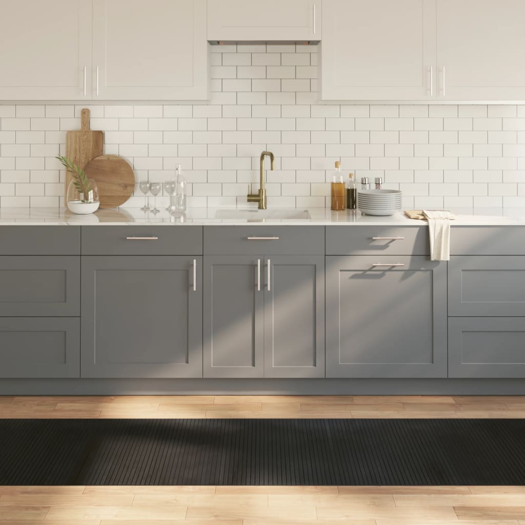 gulvtæppe 70x300 cm rektangulær bambus sort billede