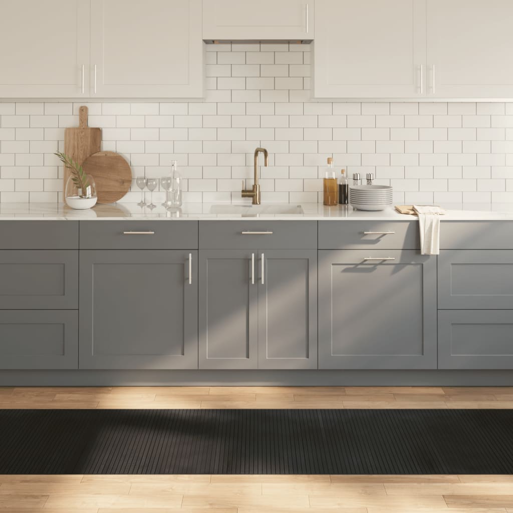 gulvtæppe 70x500 cm rektangulær bambus sort billede