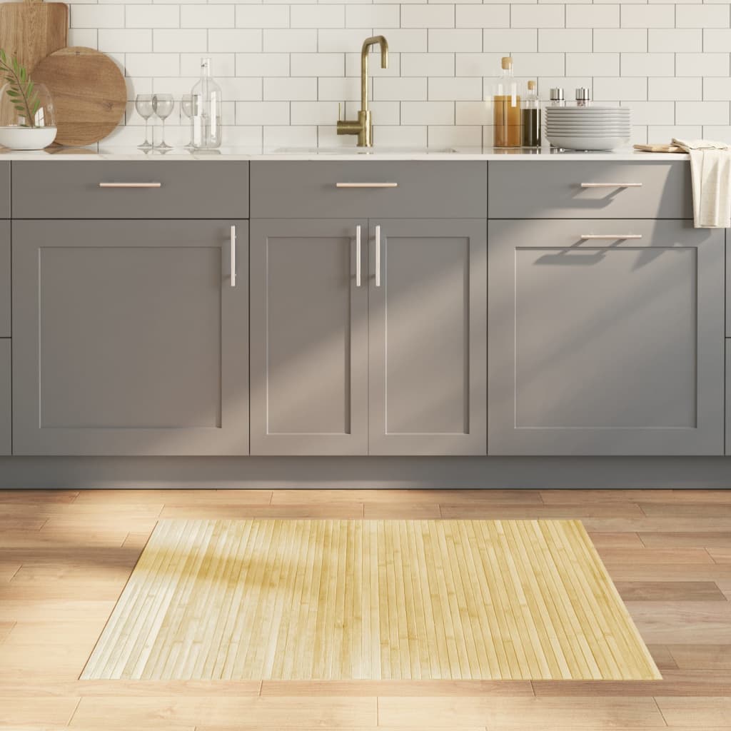 Gulvtæppe i bambus 80 × 100 cm - rektangulært, lys naturfarve