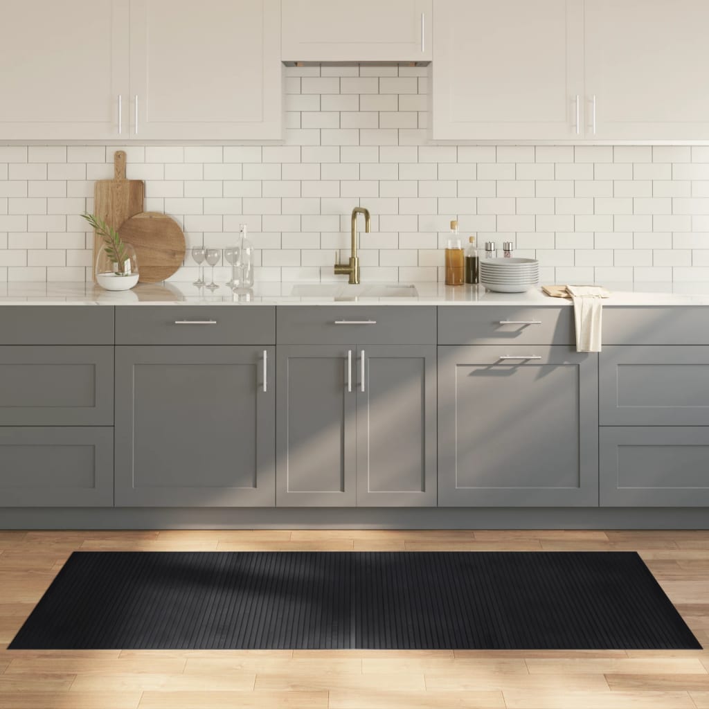gulvtæppe 80x200 cm rektangulær bambus sort billede