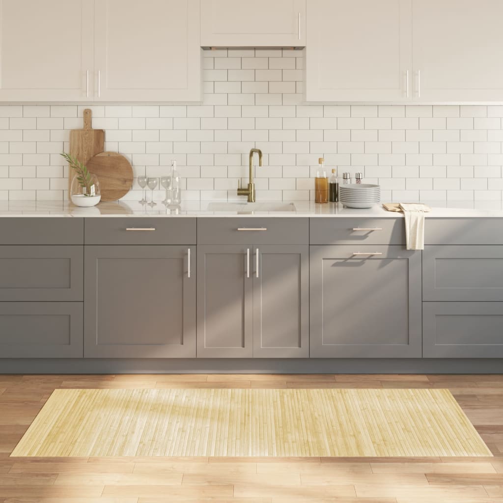 gulvtæppe 80x200 cm rektangulær bambus lys naturfarvet billede