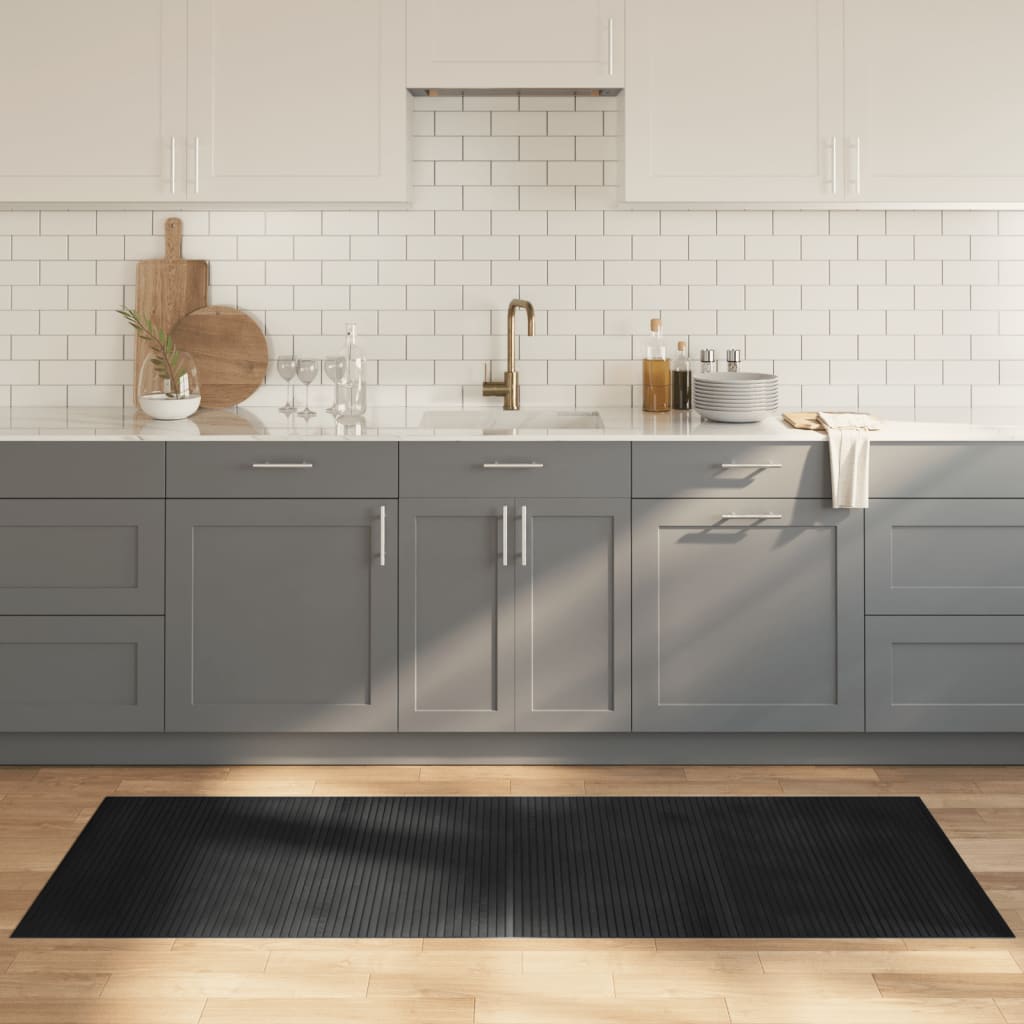 gulvtæppe 80x200 cm rektangulær bambus grå billede