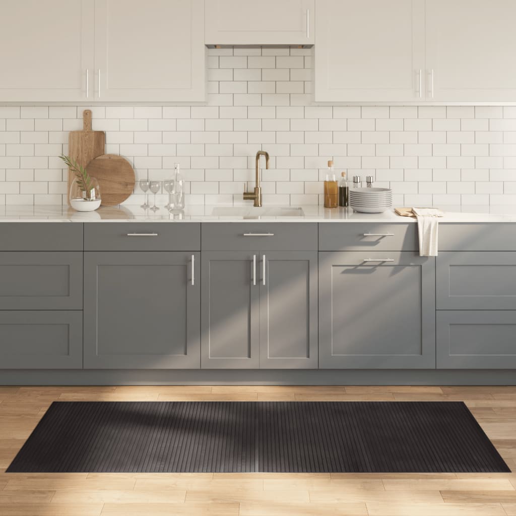 gulvtæppe 80x200 cm rektangulær bambus mørkebrun billede
