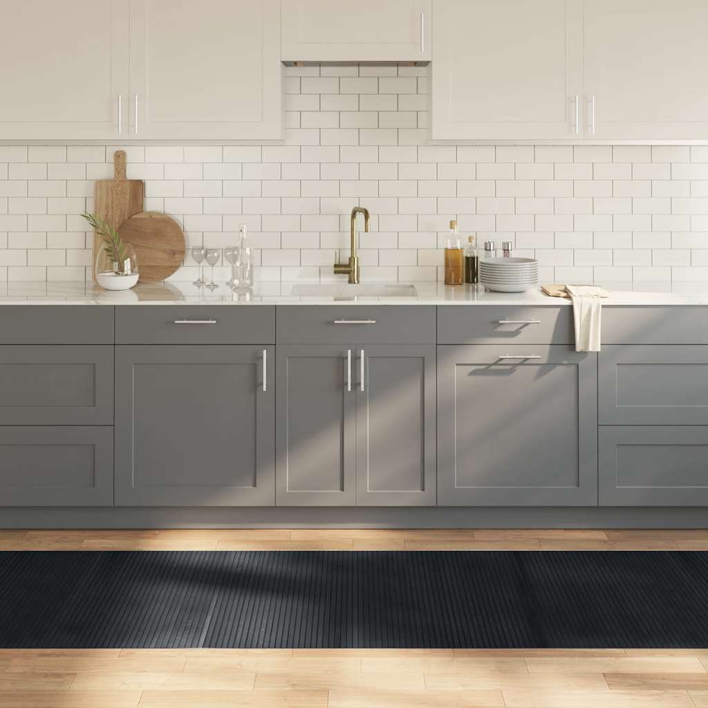 gulvtæppe 80x400 cm rektangulær bambus sort billede