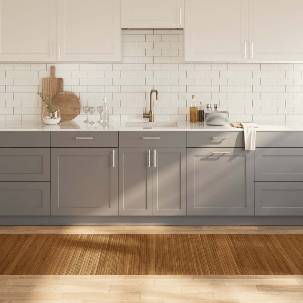 gulvtæppe 80x500 cm rektangulær bambus brun billede