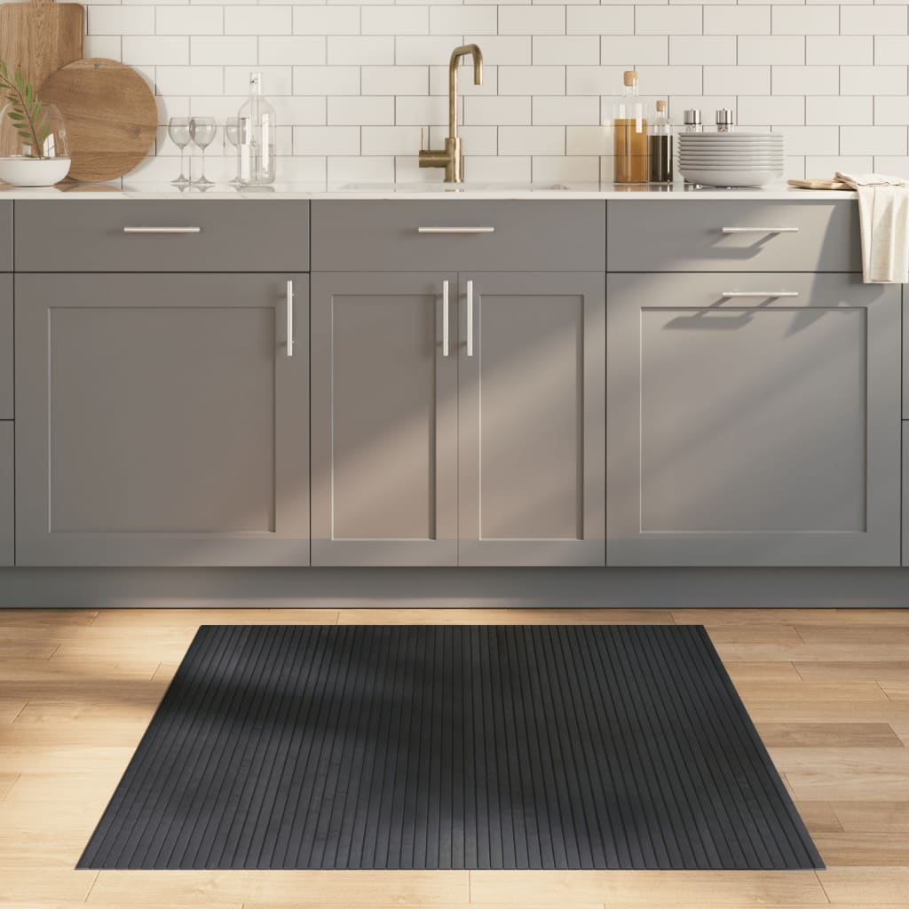 gulvtæppe 100x100 cm rektangulær bambus grå billede