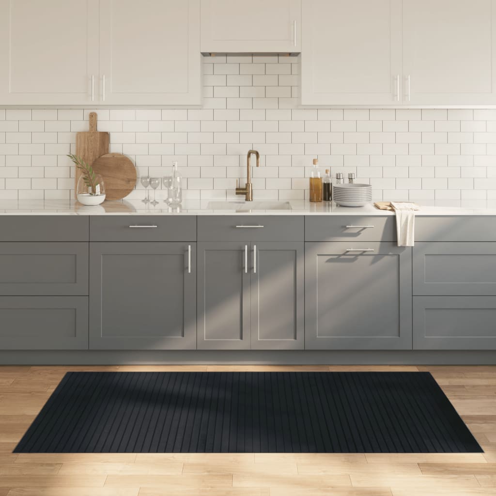 gulvtæppe 100x200 cm rektangulær bambus grå billede