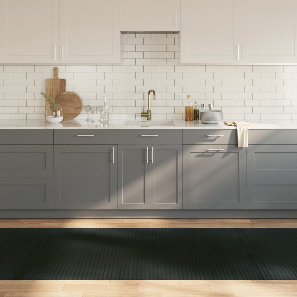gulvtæppe 100x400 cm rektangulær bambus grå billede