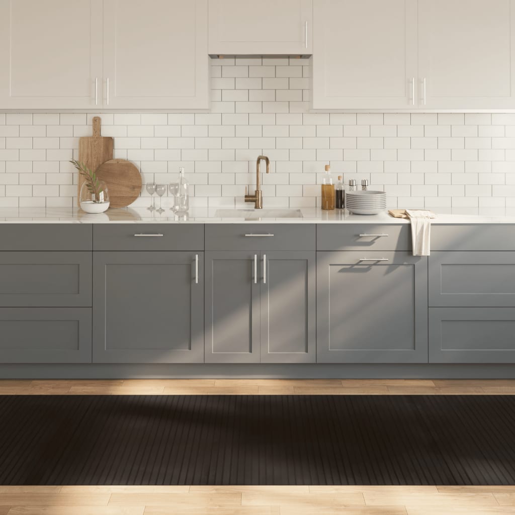 gulvtæppe 100x500 cm rektangulær bambus mørkebrun billede