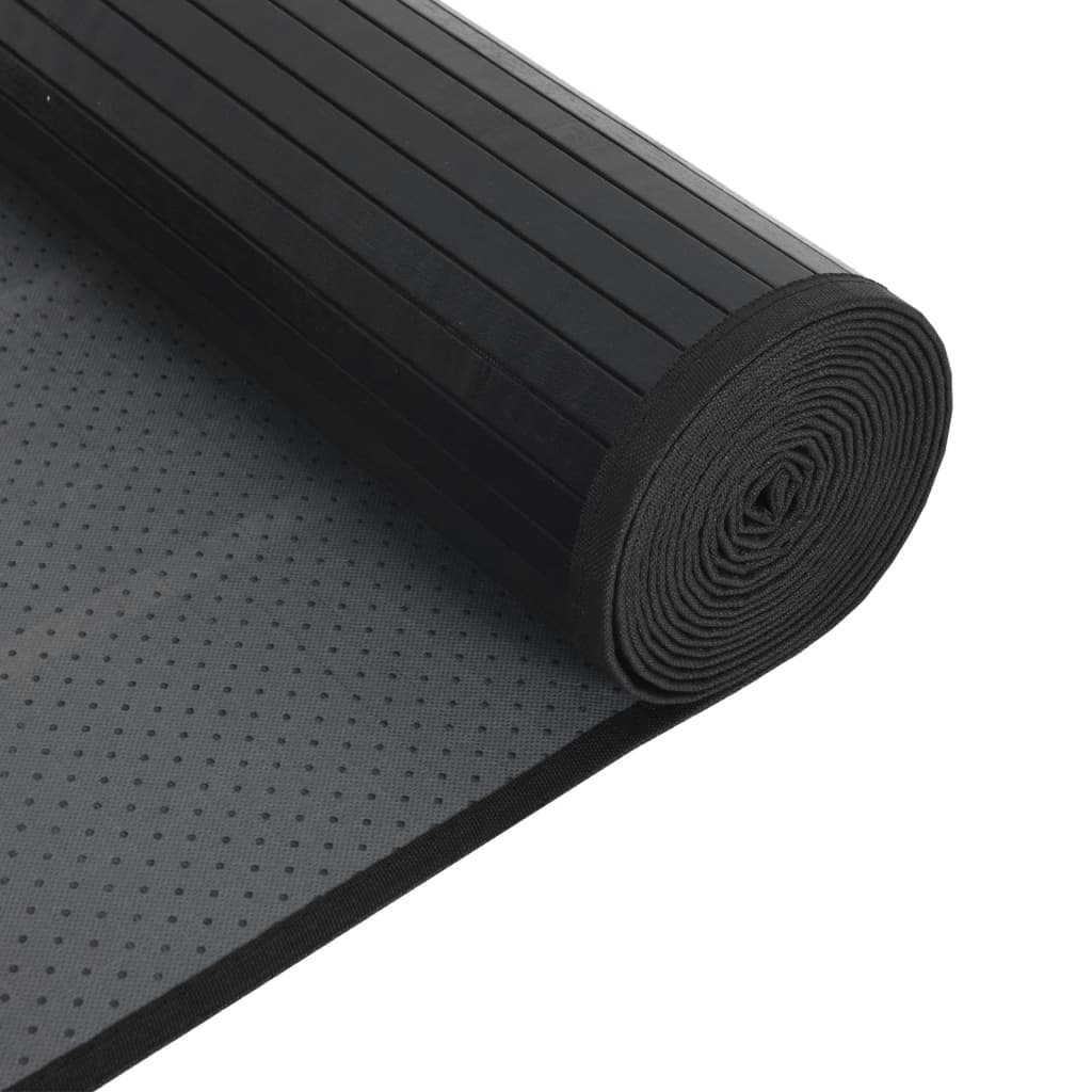 gulvtæppe 60x200 cm rektangulær bambus sort