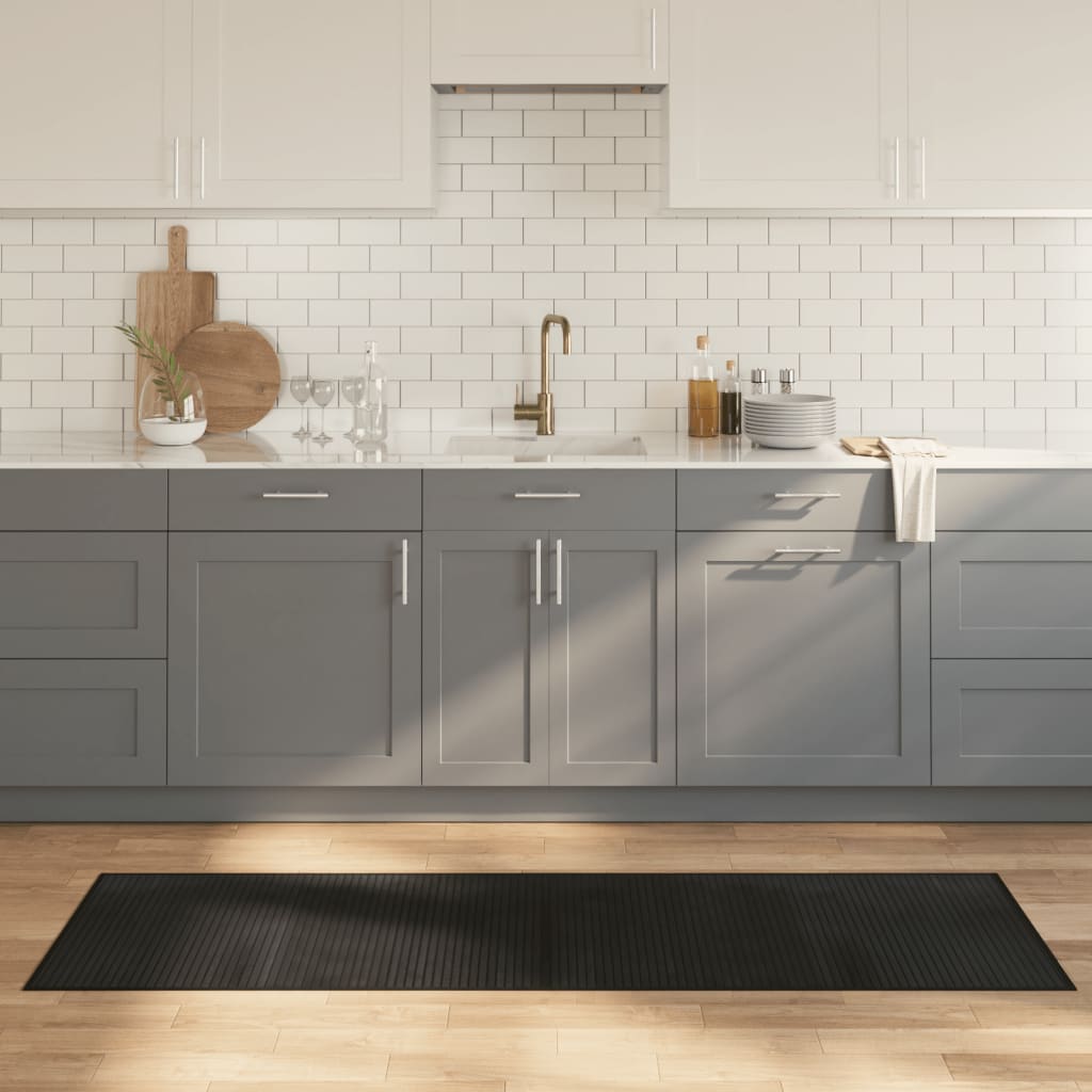 gulvtæppe 60x200 cm rektangulær bambus sort billede
