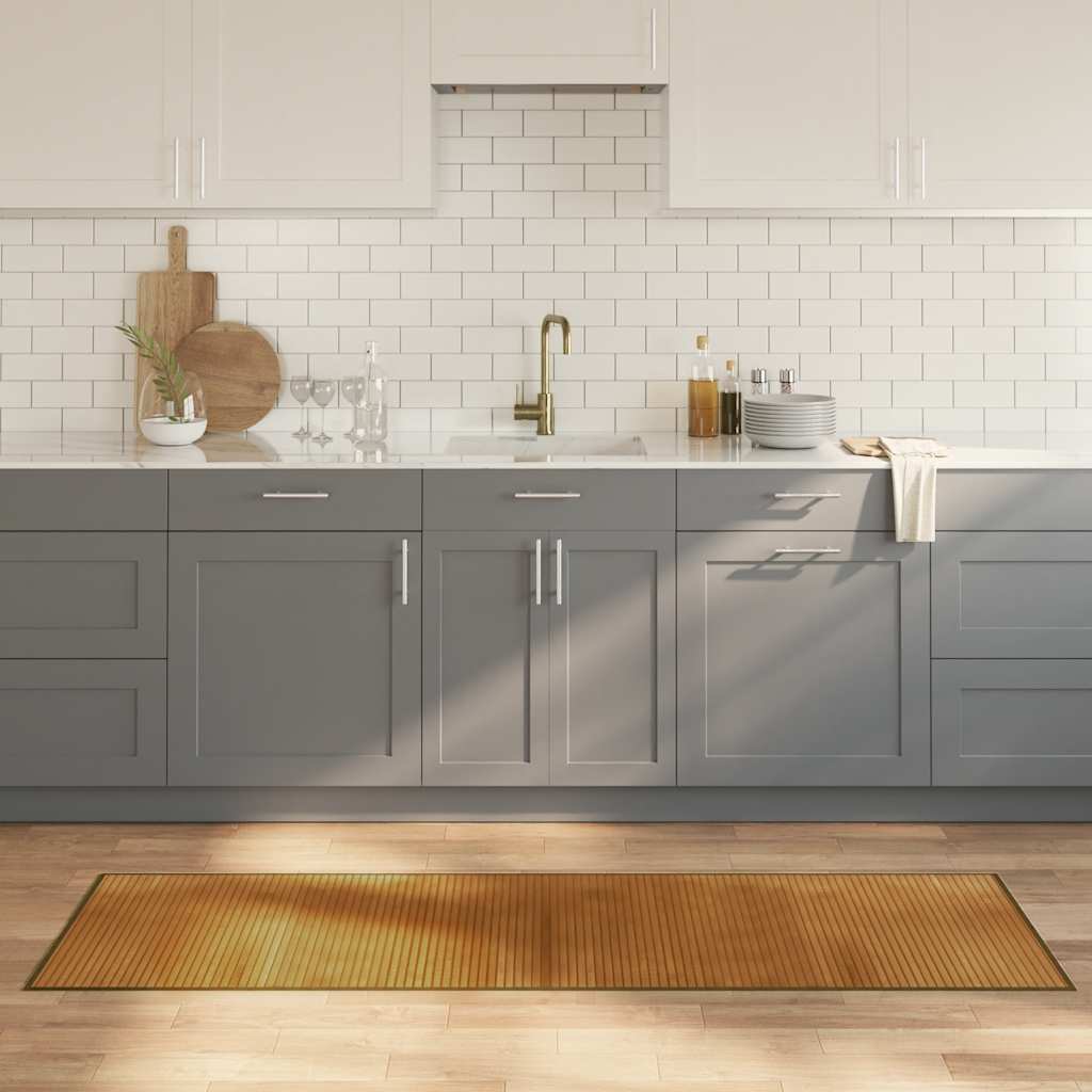 gulvtæppe 60x200 cm rektangulær bambus brun billede