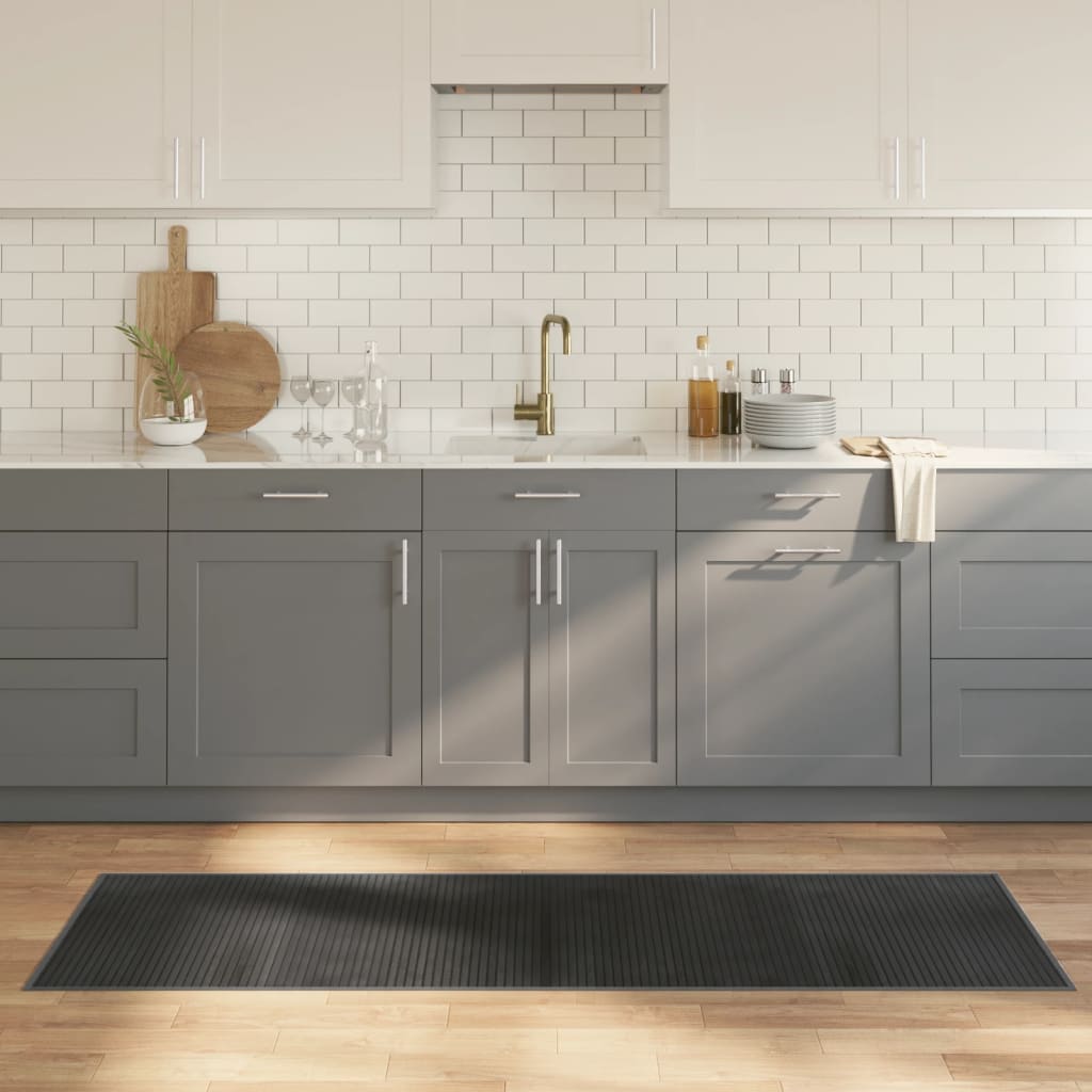 gulvtæppe 60x200 cm rektangulær bambus grå billede