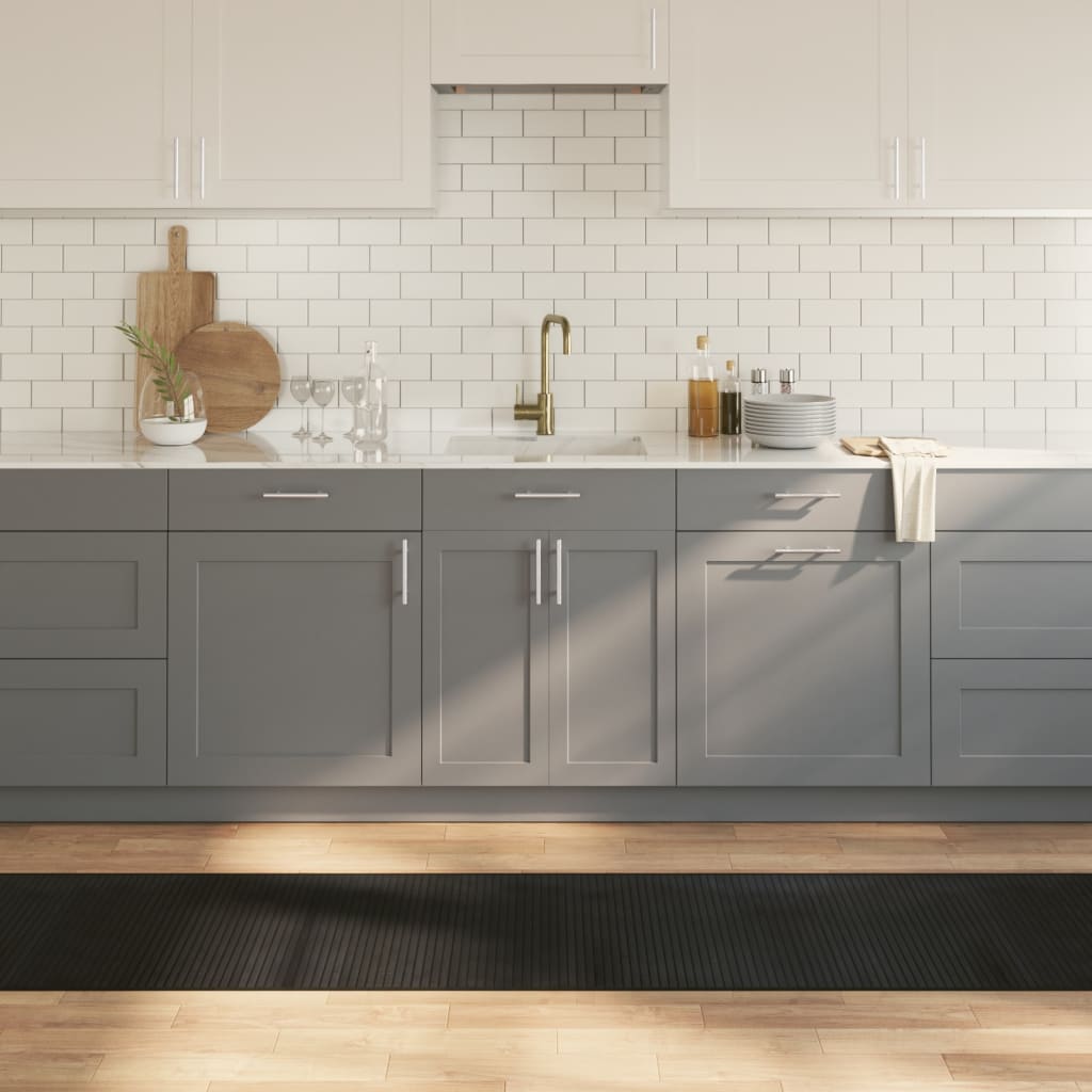 gulvtæppe 60x300 cm rektangulær bambus sort billede