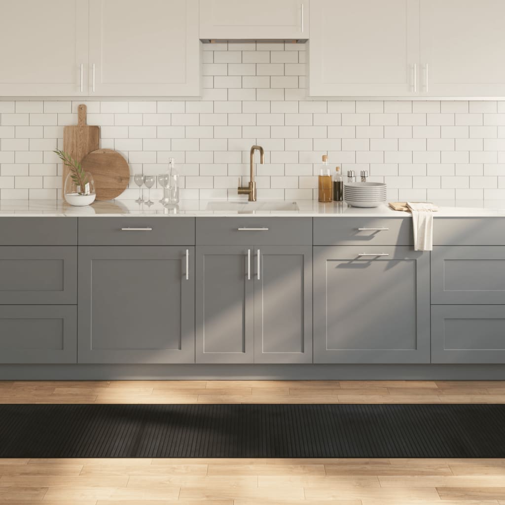 gulvtæppe 60x1000 cm bambus rektangulært sort billede