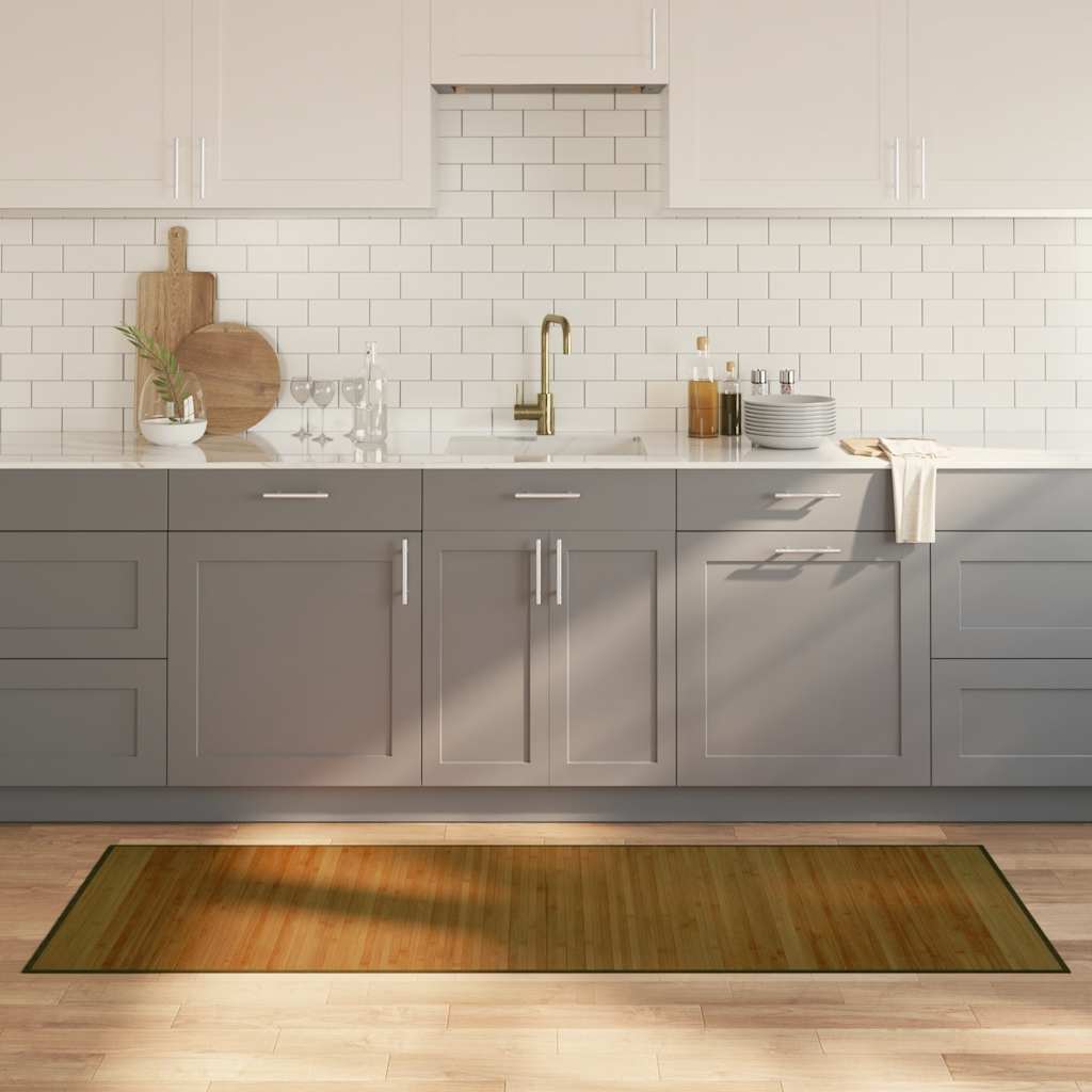 gulvtæppe 70x200 cm rektangulær bambus brun billede